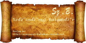 Szécsényi Balambér névjegykártya